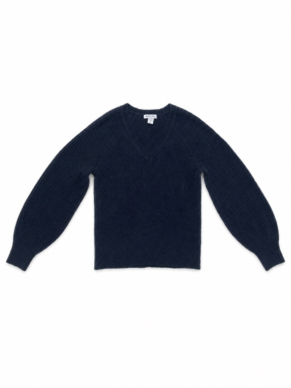 Athleta Layover Merino V-Neck Sweater Navy Small